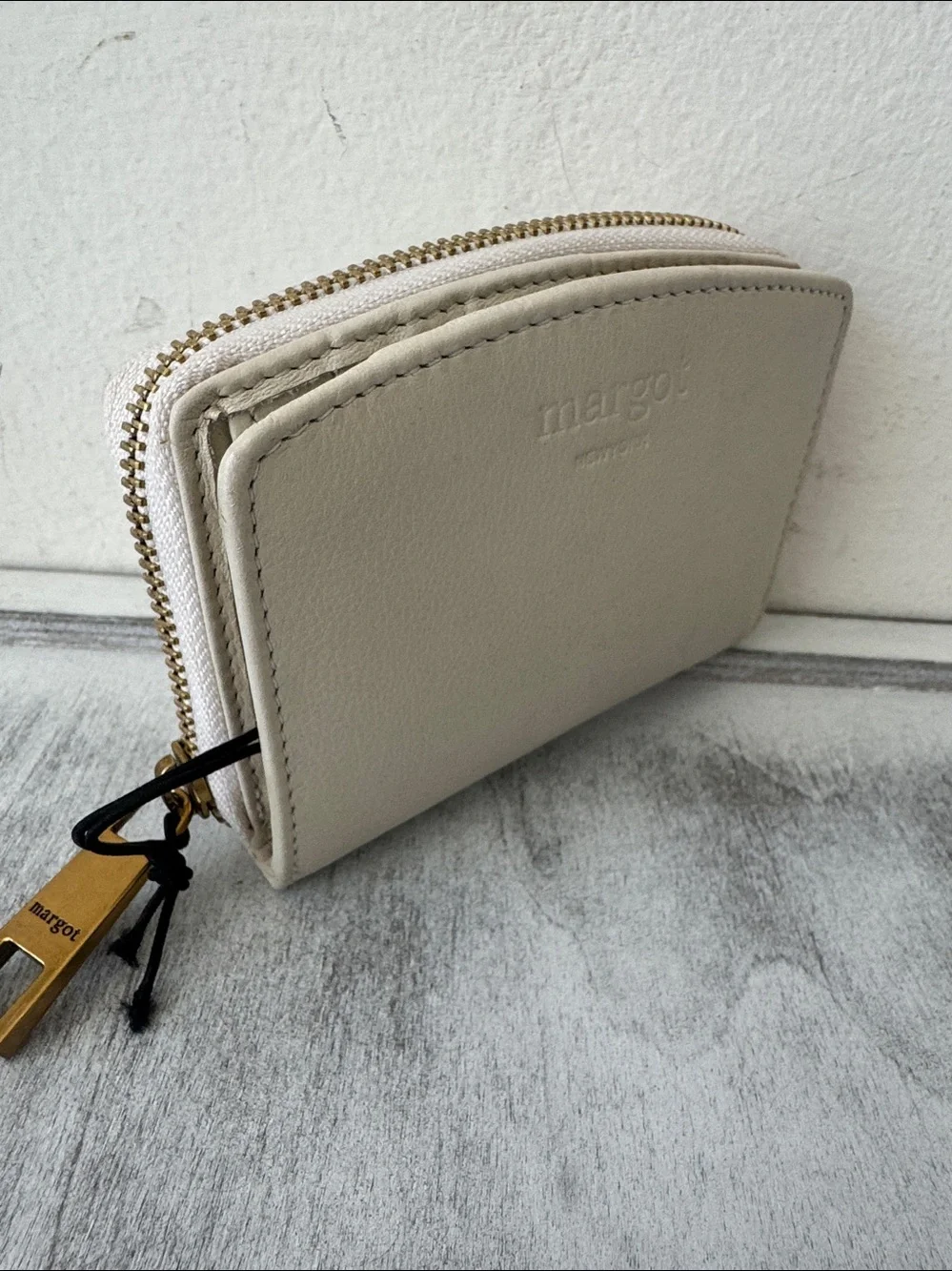 Margot Gina Compact Leather Wallet Off White Cream